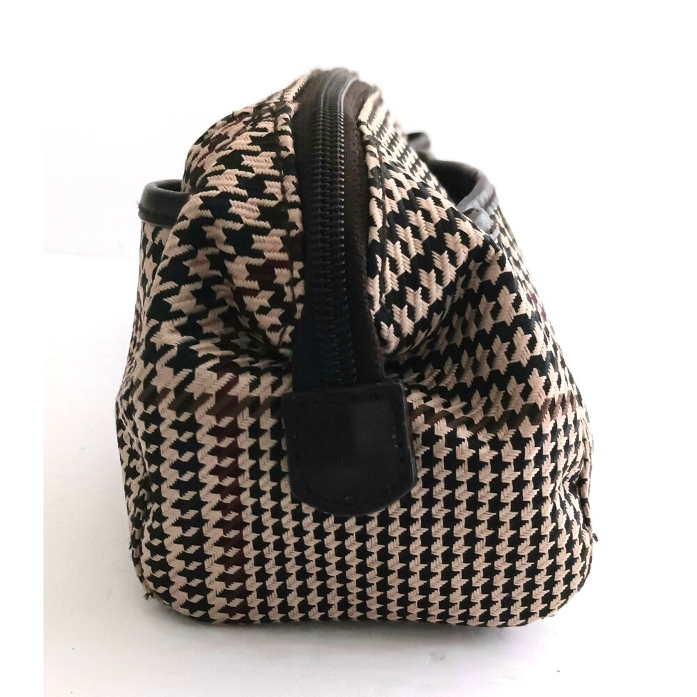Lauren Ralph Lauren Brown Houndstooth Plaid Toiletry/Cosmetic Travel Bag 12X4X5 - Picture 5 of 12